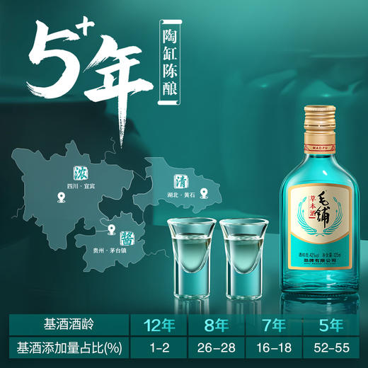 【新品】125ml42 度毛铺草本酒(2025)绿荞（光瓶） 商品图1