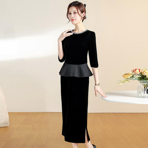 荷叶边拼结小衫包臀，半身裙两件套裙QYM-YIYI-YB24B16-Y 商品图0