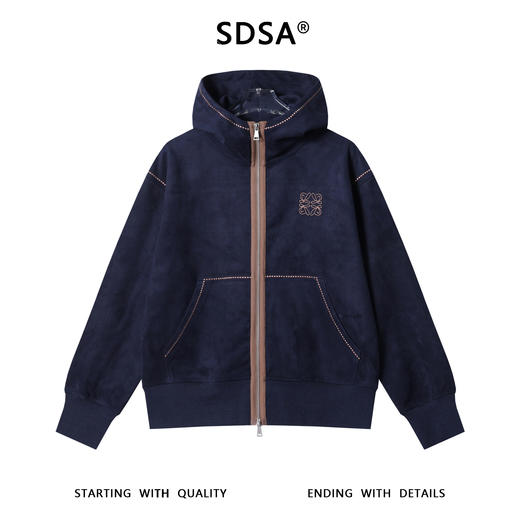 WT263SDSA男士秋冬新款痞帅男装潮牌撞色拉链立领连帽卫衣百搭开衫外套 商品图1