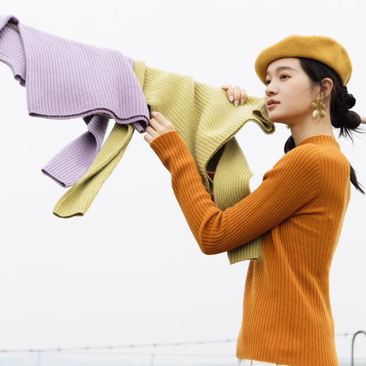 特绽放709朵/七彩糖·多色纯羊毛半高领毛衣女冬打底衫套头针织衫 商品图3