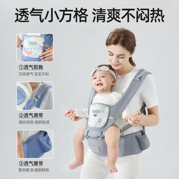 贝肽斯腰凳婴儿背带前抱式0-36个月前后两用宝宝护腰款背娃神器 卡斯灰 商品图4