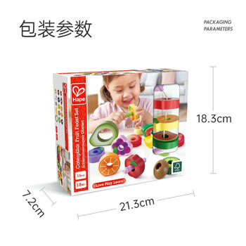 Hape(德国)儿童玩具大颗粒木质穿绳串珠积木贪吃虫水果穿穿乐E1072 商品图5