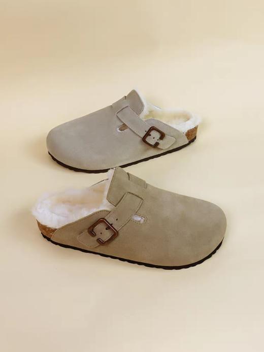 【云优选】BEFFON北风冬季软木博肯鞋，加绒保暖半拖包头鞋  真羊毛 厚牛皮 更健康 商品图4