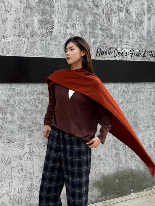 【撞色设计】噢蜜ooomeooo羊毛🦙宽松打底衫 商品图2