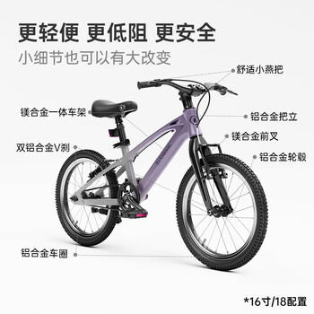 KinderKraftKK儿童自行车4-6-12岁学生单骑行车男女孩生日礼物山地车18寸紫 商品图1