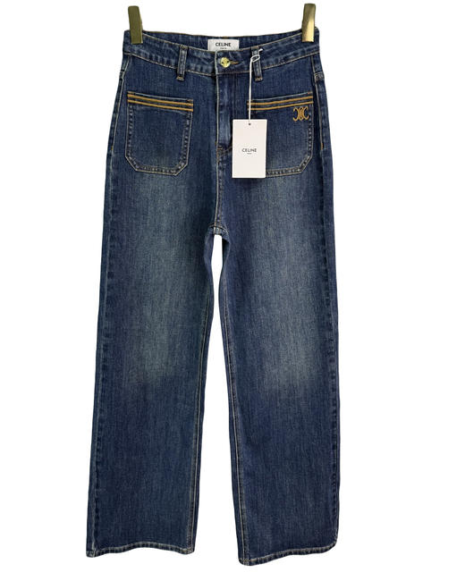 女款刺绣弹力直筒牛仔裤长裤008 商品图0