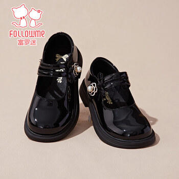 富罗迷女童皮鞋春秋季时尚透气小女孩公主鞋校园演出礼服鞋 黑色 32 商品图4