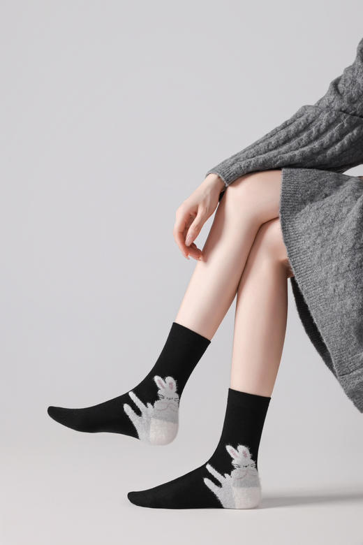 4双一组！暖芙芙羊毛女袜 后跟毛茸茸卡通小动物 超细柔软保暖羊毛、无骨工艺 保暖防寒 商品图4