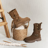 千百度复古厚底中筒西部牛仔靴女骑士靴美拉德长靴子A25533521 商品缩略图1