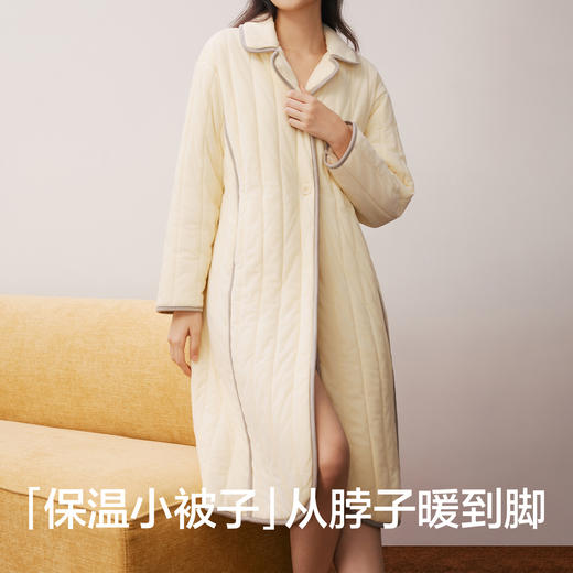 【新品上新】有棵树抗静电夹棉加绒加厚睡袍女长款女士睡衣-J7005 商品图1