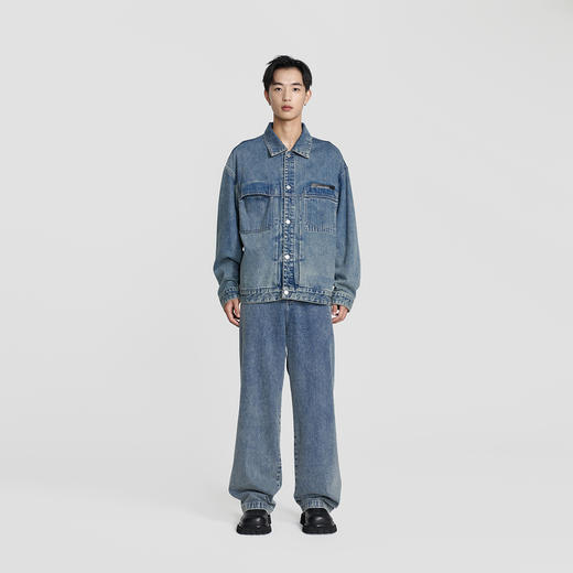 MODE COMMUTER | MC秋季宽松复古水洗翻领牛仔夹克MCE1E8T05C 商品图1