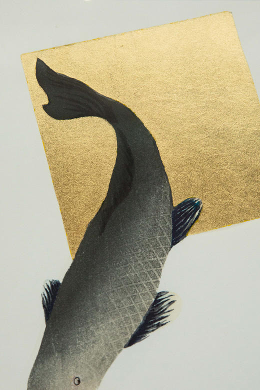 独角鹿西洋古董2023年日本当代艺术家Kunio Kaneko签名创作出品限量木刻版画作品「Love Koi 2 恋·鲤二」 商品图5