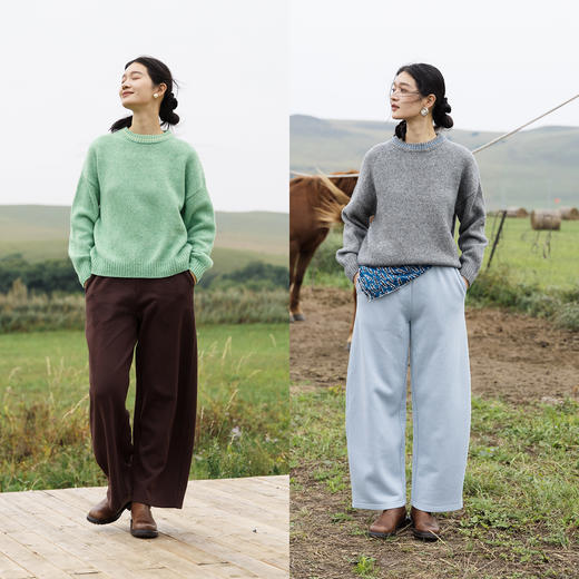 绽放724朵/秀场卫裤2023新款秋冬加厚镰刀裤100%长绒棉百搭休闲裤 商品图2