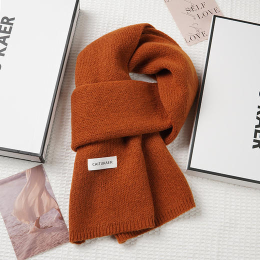 轻奢礼盒装 秋冬保暖围巾 冬季纯色针织时尚百搭款新款毛线围脖 商品图12