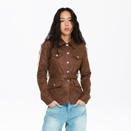 oneup洗水皮感腰带工装外套 商品图0