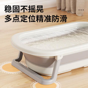 日康（rikang）婴儿洗澡盆折叠盆儿童浴盆 可配浴床浴垫浴网 X1033-3 雾蓝 商品图7