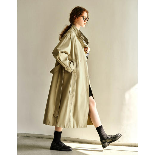 OLrain欧芮儿卡其色中长款风衣女秋季2025新款时尚通勤英伦风外套 商品图3