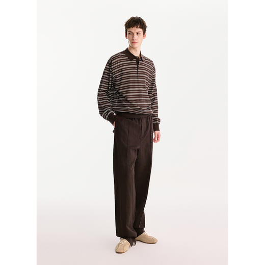 棉仓3621018003-【深咖情节】松弛感松紧腰锥形休闲长裤 商品图2