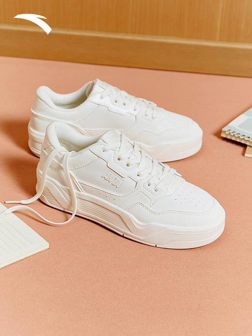 安踏C37女板鞋防滑运动休闲软底舒适板鞋时尚潮流休闲鞋122538022 象牙白-1 商品图4