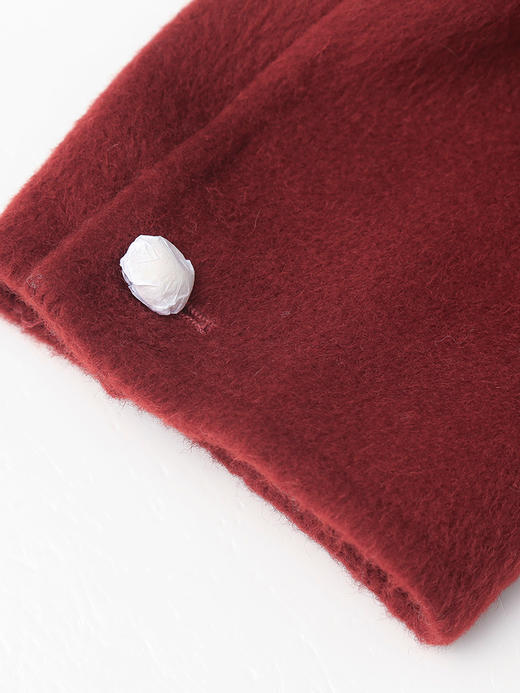 酒红色圆领多口袋金属扣短款毛呢外套 秋冬复古小香风显瘦长袖上衣 商品图4