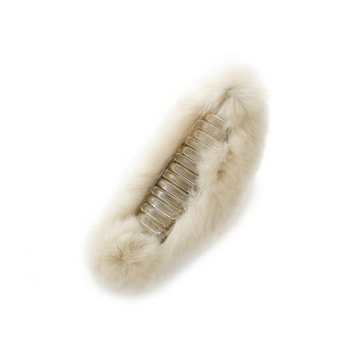 三彩2025新款温柔系兔毛绒带抓发夹通勤约会头饰甜美浅卡其浪漫女 商品图4