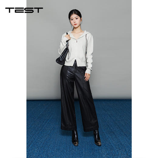 冬上新宽松版型轻松打造摩登高级感皮面阔腿裤3254005 商品图1