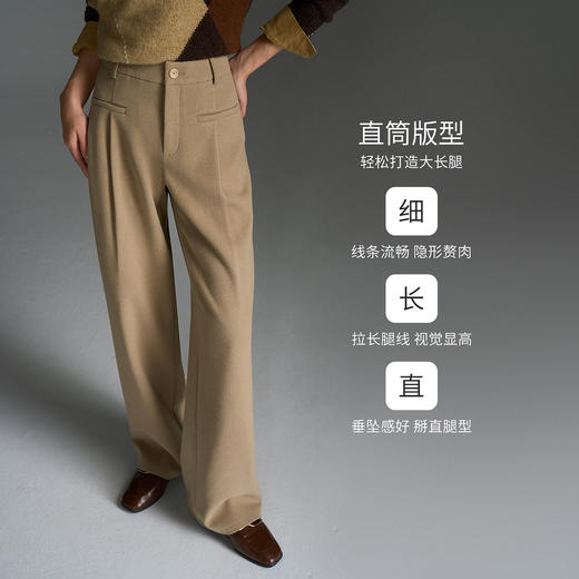 OLrain欧芮儿秋季2025新款横开袋阔腿休闲裤通勤高腰显瘦直筒西裤 商品图0