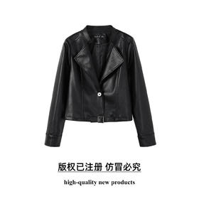 奢姿大码女装2025秋季时尚翻领皮衣胖妹妹个性简约百搭短款外套9953370352