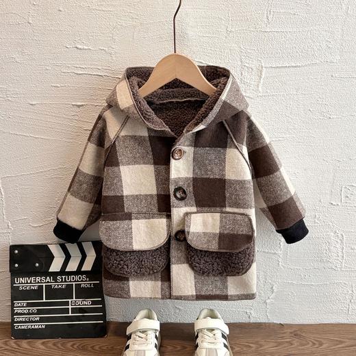 39.9元秒！🔥【喜林贝尔 连帽格子外套】暖到心坎里👋🏻内里加绒，非常柔软保暖又厚实⚡️ 无惧寒冷持续保暖 减少热量流失 商品图2
