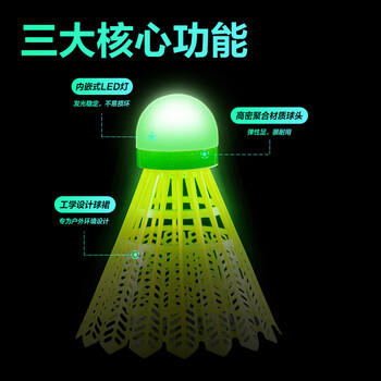 得力（deli）发光羽毛球夜光带灯LED 开学玩具男女孩生日礼物户外3只装 商品图2