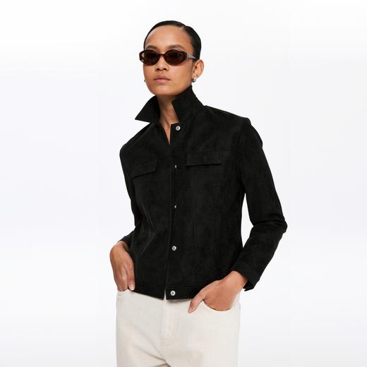 oneup哑光麂皮感PU皮夹克 商品图3