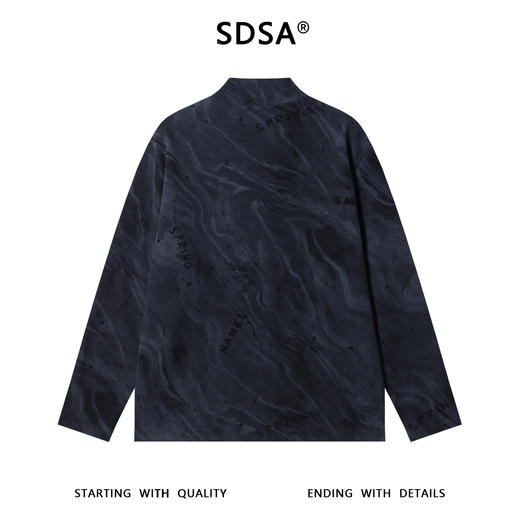 T4916SDSA男士秋冬新款痞帅男装潮牌扎染印花字母半高领长袖T恤百搭潮 商品图5