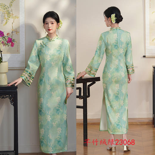 芊竹绒长款倒大袖旗袍，日常宽松版旗袍SYK23068 商品图2