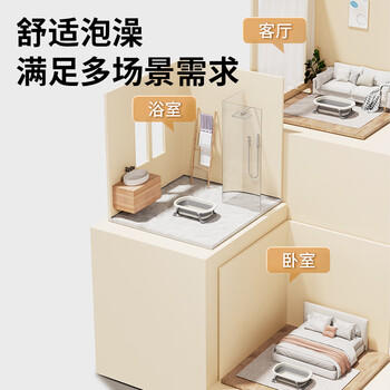 日康（rikang）婴儿洗澡盆折叠盆儿童浴盆 可配浴床浴垫浴网 X1033-3 雾蓝 商品图1