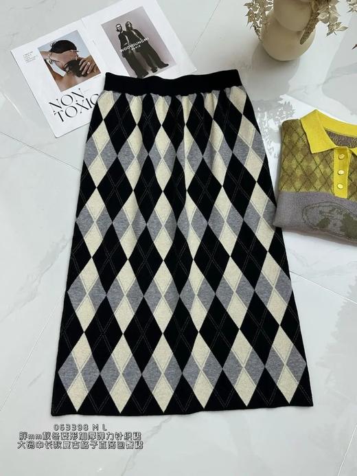 34BAR063398#加大针织菱形格半裙 商品图0