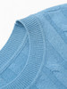 浅蓝色圆领麻花针织衫 秋冬个性破洞设计长袖套头毛衣上衣 商品缩略图3