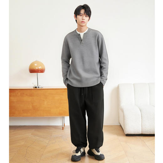 gxg.jeans男装 黑色假两件半开襟休闲毛衣针织衫男 25年春热卖 商品图4