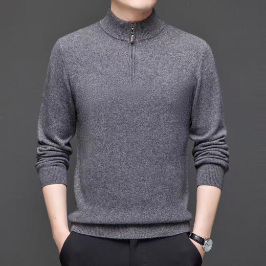 BWA10525 男士半拉链纯羊绒羊毛衫 商品图4