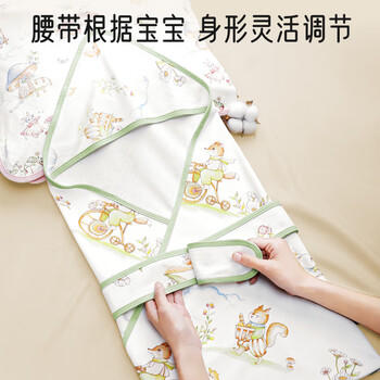 爱宝适婴儿抱被春秋款纯棉新生儿襁褓巾宝宝防惊跳产房包单兔趣萌宝S738 商品图0