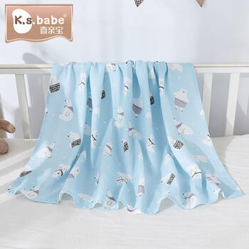 喜亲宝新生儿包巾夏季宝宝产房薄纱布包单喂奶巾90*90cm纱布蓝色（薄） 商品图5