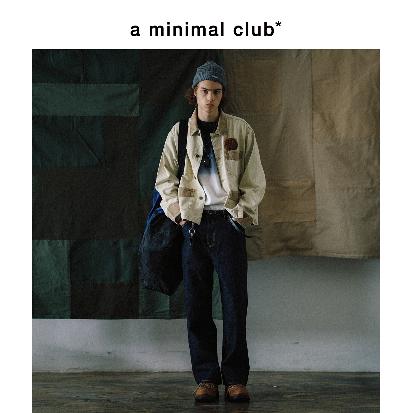 a minimal club重磅【原牛】磨毛皮标直筒牛仔裤调节巴黎扣AM59DT02