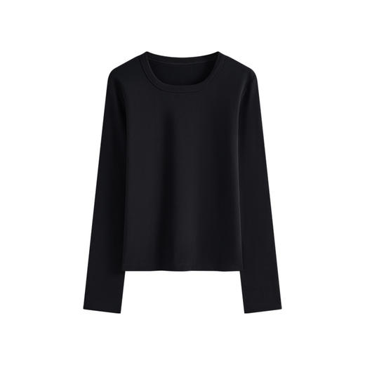 【U领加绒长袖t恤】秋冬新款 240g氨纶纱保暖内搭上衣 女生打底衫  商品图6