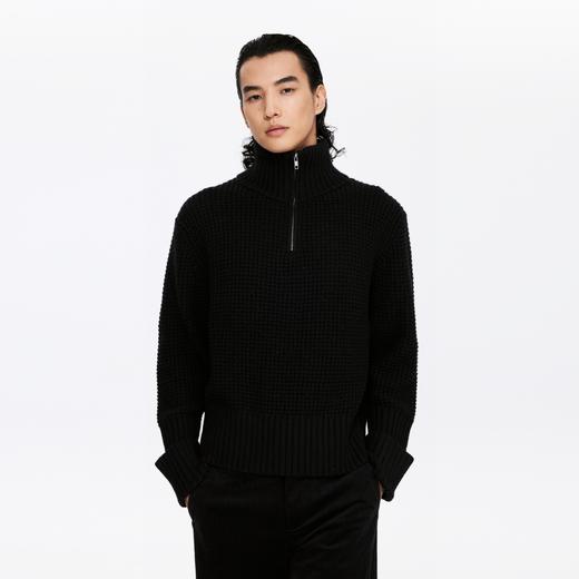 oneup羊毛粗针半拉链套头毛衣（男女同款） 商品图2