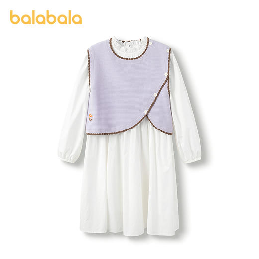 巴拉巴拉童装女童连衣裙套装秋装两件套中大童甜美花边立领洋气潮 商品图4
