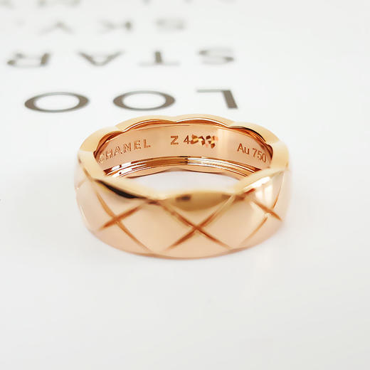【95新】CHANEL香奈儿COCO CRUSH 18K玫瑰金COCO CRUSH宽版菱格戒指54号中性款111025TB36 商品图4