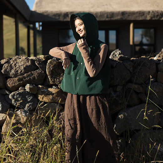 绽放699朵/细腻斜纹连帽可调节抽绳文艺百搭羽绒马甲秋冬保暖外搭 商品图3