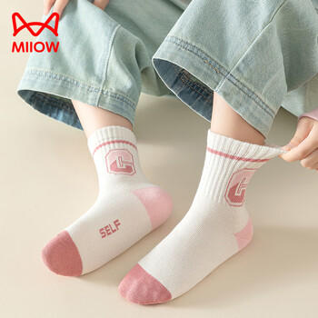 猫人儿童袜子女童【棉柔舒适+百搭】中筒袜女宝宝发育期休闲棉袜 商品图3