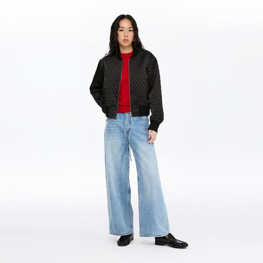 oneup菱形格拉链夹棉棒球服 商品图4