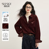 【10/23新品】熙世界港风复古纯棉灯芯绒衬衫外套女秋冬新款撞色格纹酒红色衬衣 商品缩略图0