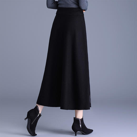 垂坠感针织印花大摆裙，松紧腰通勤高腰A字裙MYX-LXWT-5827-L 商品图2